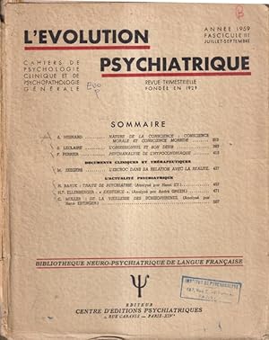 Image du vendeur pour L'volution Psychiatrique. - Cahiers de Psychologie clinique et de Psychopathologie gnrale. - Fascicule III mis en vente par PRISCA