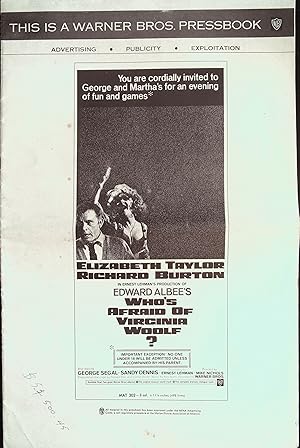 Imagen del vendedor de Who's Afraid of Vrginia Woolf? Pressbook 1966 Elizabeth Taylor, Richard Burton a la venta por AcornBooksNH