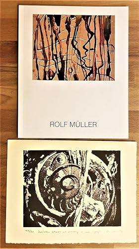 Rolf Müller, Halle (Saale) : Grafik und Textil - SIGNIERT mit ebenfalls signierter Farblithografi...