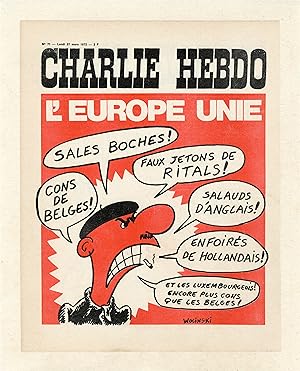 "CHARLIE HEBDO N°71 du 27/3/1972" Fac-similé original entoilé WOLINSKI / L'EUROPE UNIE