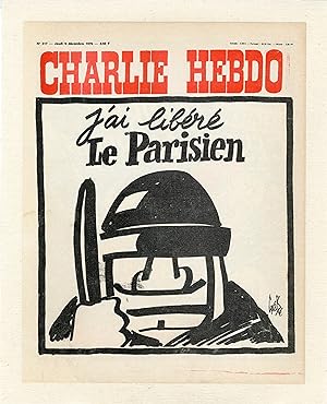 "CHARLIE HEBDO N°317 du 9/12/1976" Fac-similé original entoilé Gébé / J'ai libéré LE PARISIEN
