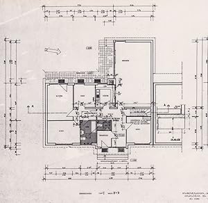 2 Original-Grundrisse und 4 Photographien zu dem Bauprojekt: 9 Eigenheime Stubenrauchstraße 33/35...