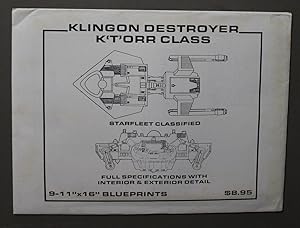 KLINGON DESTROYER K'T'ORR CLASS Interior & Exterior, Starfleet Classified, full Specifications wi...