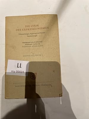 Bild des Verkufers fr DIE LYRIK DES EXPRESSIONISMUS zum Verkauf von Antiquariat Jochen Mohr -Books and Mohr-