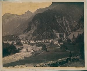 Foto Amsteg Silenen Kanton Uri, um 1870, Gotthardbahn, Gesamtansicht