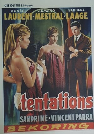 "TENTATIONS" Affichette belge originale entoilée / Réalisé par J.A. DE LA LOMA en 1960 avec Arman...