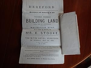 Whitecross Road Hereford - Auction Sale Prospectus 1872 with a Large Coloured Foding Map. HR4 0DG...