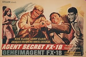 "COPLAN AGENT SECRET FX-18" Affichette belge originale entoilée / Réalisé par Maurice CLOCHE en 1...