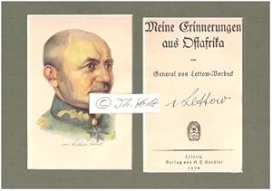 Bild des Verkufers fr PAUL VON LETTOW-VORBECK (1870-1964) deutscher General, Kommandeur der Schutztruppe von Deutsch-Ostafrika, Pour le Merite mit Eichenlaub, Teilnahme am Kapp-Putsch, Staatsrat in Bremen, Autor zum Verkauf von Herbst-Auktionen