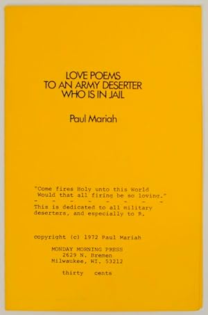 Imagen del vendedor de Love Poems to an Army Deserter Who Is in Jail a la venta por Jeff Hirsch Books, ABAA