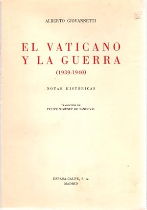 Seller image for El vaticano y la guerra (1939-1940) . for sale by Librera Astarloa