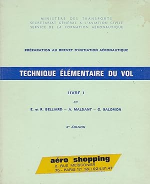 Bild des Verkufers fr Technique lmentaire du vol - livre I - Action de l'air sur les corps en mouvement - zum Verkauf von Le Petit Livraire