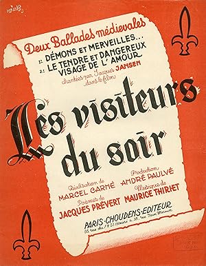 "DEUX BALLADES MÉDIÉVALES" Partition originale du film "LES VISITEURS DU SOIR" Poèmes de Jacques ...