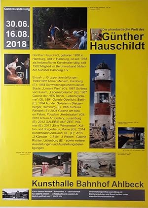 GÜNTHER HAUSCHILDT - (Kunsthalle / BuchKunst Usedom, Original-Ausstellungsplakat 30.06. - 16.08.2...