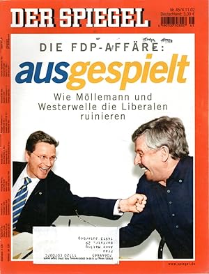 Seller image for Der Spiegel Nr. 45/4.11.02: Die FDP-Affhre: Ausgespielt . Wie Mllemann und Westerwelle die Liberalen ruinieren for sale by Antiquariat Jterbook, Inh. H. Schulze