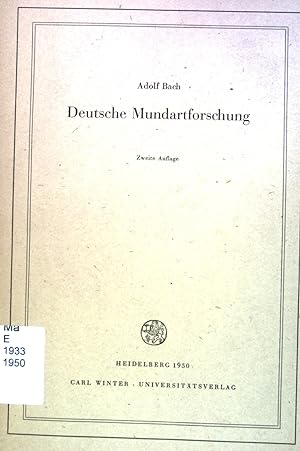 Seller image for Deutsche Mundartforschung: ihre Wege, Ergebnisse und Aufgaben. for sale by books4less (Versandantiquariat Petra Gros GmbH & Co. KG)