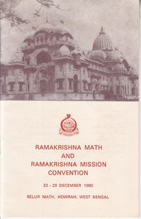 Ramakrishna Math and Ramakrishna Mission Convention, 1980, 23-29 December: Souvenir