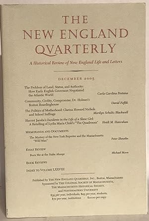 The New England Quarterly. Volume LXXVIII, Number 4, December 2005.