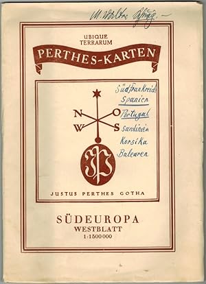 Südeuropa. Westblatt. 1:1500000. [Südfrankreich; Spanien; Portugal; Sardinien; Korsika; Balearen]...