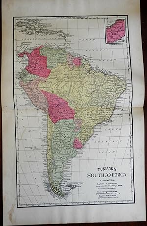 South America Columbia Brazil Peru Venezuela Argentina Chile 1889 Tunison map