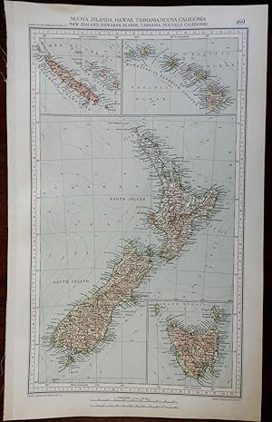 Pacific Islands New Zealand Hawaii Tasmania New Caledonia 1936 large Italian map