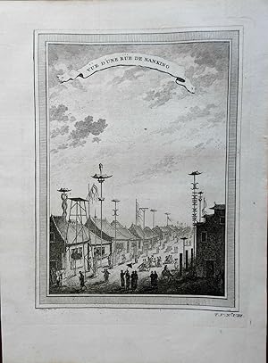 Nanjing Nanking China Street Scene Shops Decorative Posts 1748 engraved print