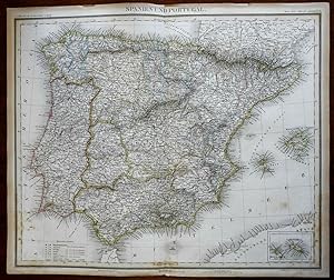 Iberia Spain & Portugal Lisbon Madrid Seville Granada 1850 Stein map