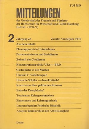 Seller image for Mitteilungen der Gesellschaft der Freunde und Frderer der Hochschule fr Wirtschaft und Politik Hamburg Heft 50 (1976/2) for sale by Versandantiquariat Nussbaum