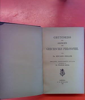 Bild des Verkufers fr Grundriss der Geschichte der griechischen Philosophie zum Verkauf von biblion2