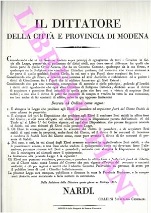Pro e contro gli ebrei di Modena e Reggio. 1831.