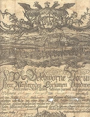 Engraved 18th century master butcher's certificate of Philippus Heergott