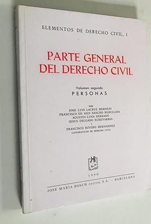 Imagen del vendedor de Elementos de Derecho Civil, I - Parte General del Derecho Civil - Volumen segundo - Personas a la venta por Once Upon A Time