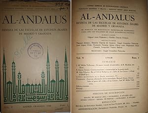 AL-ANDALUS. Revista de las Escuelas de Estudios Árabes de Madrid y Granada, Volumen V. Fascículo ...