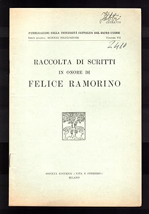 Bild des Verkufers fr Raccolta di scritti in onore di Felice Ramorino zum Verkauf von Sergio Trippini