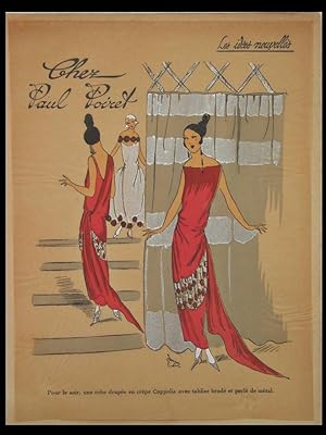 FRENCH ART DECO FASHION, DRESS, PAUL POIRET, ROBES -1922 POCHOIR PRINT- IDEES NOUVELLES DE LA MODE