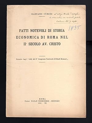 Bild des Verkufers fr Fatti notevoli di storia economica di Roma nel II secolo av. Cristo zum Verkauf von Sergio Trippini