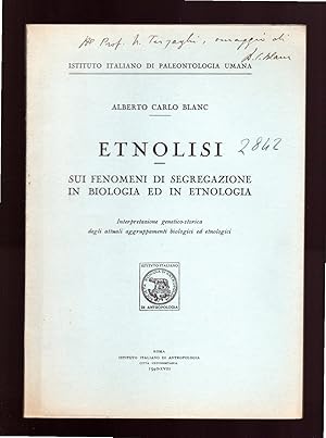 Immagine del venditore per Etnolisi sui fenomeni di segregazioni in Biologia ed Etnologia venduto da Sergio Trippini