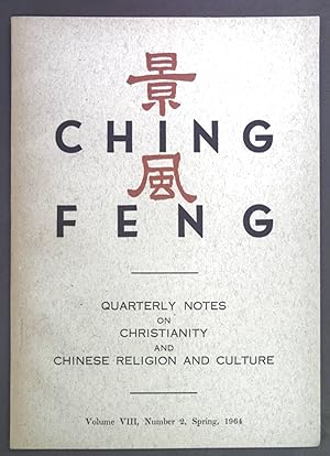 Bild des Verkufers fr New Currents in Chinese Thought. - in: Ching Feng. Quarterly notes on Christianity and Chinese Religion and Culture. Vol VIII, Number 2, 1964. zum Verkauf von books4less (Versandantiquariat Petra Gros GmbH & Co. KG)