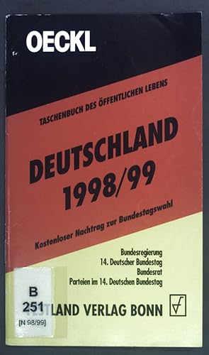 Immagine del venditore per Taschenbuch des ffentlichen Lebens Deutschland 1998/99. 48. Jhg. Nachtrag. venduto da books4less (Versandantiquariat Petra Gros GmbH & Co. KG)