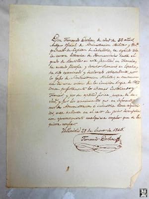 Antiguo documento - Old Papier : OFRECIMIENTO PARA TRABAJO DE UN ANTIGUO OFICIAL DE LA ADMINISTRA...