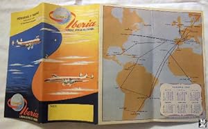 Folleto - Brochure : IBERIA, LÍNEAS AÉREAS DE ESPAÑA. Horarios y Tarifas, Verano 1959