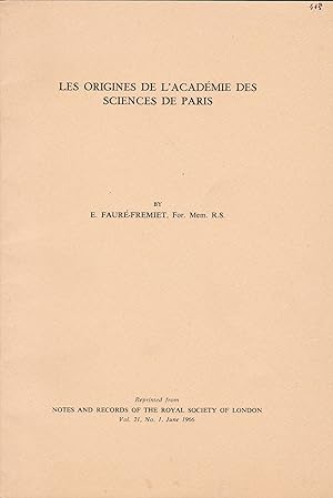 Seller image for Les origines de l'acadmie des sciences de Paris for sale by Pare Yannick