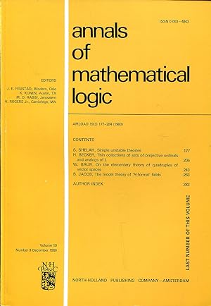 Imagen del vendedor de Annals of mathematical logic. Volume 19, Number 3, December 1980 a la venta por Sylvain Par