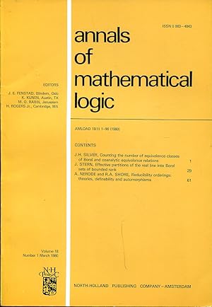Seller image for Annals of mathematical logic. Volume 18, Number 1, March 1980 for sale by Sylvain Par