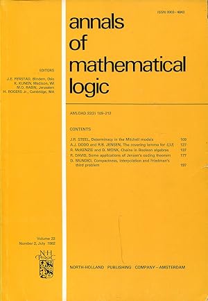 Image du vendeur pour Annals of mathematical logic. Volume 22, Number 2, July 1982 mis en vente par Sylvain Par