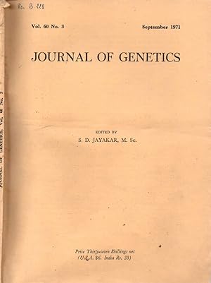 Imagen del vendedor de Journal of genetics Vol 60 N. 3 1971 a la venta por Biblioteca di Babele