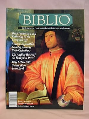 Seller image for BIBLIO: THE MAGAZINE FOR COLLECTORS OF BOOKS, MANUSCRIPTS, AND EPHEMERA; VOLUME 1 NUMBER 3, NOVEMBER - DECEMBER 1996 for sale by Robert Gavora, Fine & Rare Books, ABAA