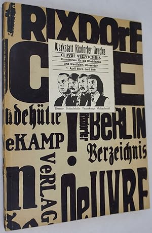 Imagen del vendedor de Werkstatt Rixdorfer Drucke. Oeuvre Verzeichnis. Eine Auswahl aus dem Oeuvreverzeichnis 7 Jahre Rixdorfer Drucke (Hamburg, Merlin Verlag, 1970). Herausgegeben vom Kunstverein fr die Rheinlande und Westfalen. Katalog zur Ausstellung Dsseldorf 1971. a la venta por Stammerjohann/Birgitta Meise