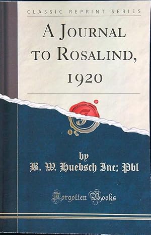 Seller image for A Journal to Rosalind, 1920 for sale by Librodifaccia