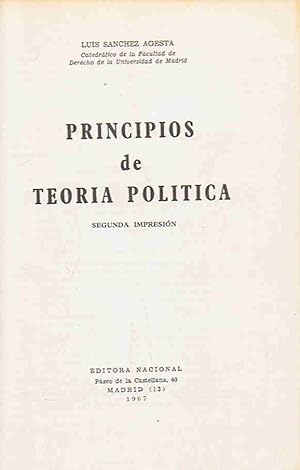 Seller image for PRINCIPIOS DE TEORA POLTICA for sale by Librera Torren de Rueda